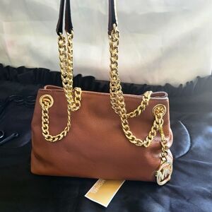 Michael Kors Brown Leather Chain Shoulder/Crossbody Bag